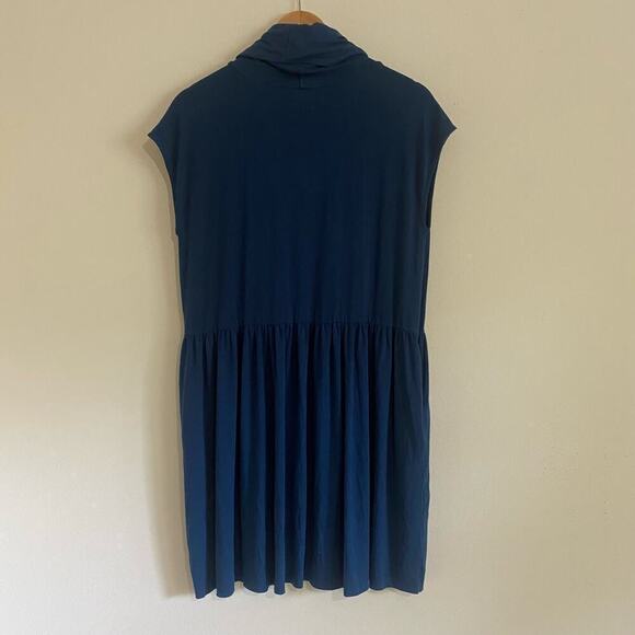 Lilla P Cowl Mini Dress Size S Blue Lagoon Viscose Stretch Shift Sustainable - Picture 6 of 11